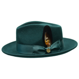 Bruno Capelo Bel-Air Crushable Wool Felt Fedora Hat in Hunter Green #color_ Hunter Green