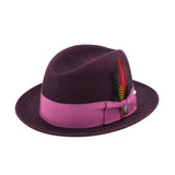 Dobbs Randall Center Dent Wool Felt Homburg in Burgundy #color_ Burgundy