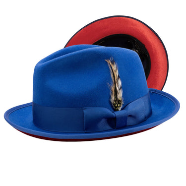 Montique Kingpin Red Bottom Wool Fedora in Royal Red #color_ Royal Red