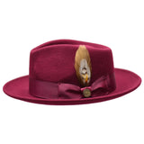 Bruno Capelo Bel-Air Crushable Wool Felt Fedora Hat in Burgundy #color_ Burgundy