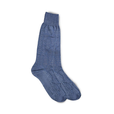 Vannucci Imperial Croco Dress Socks Mid-Calf Length in Navy #color_ Navy