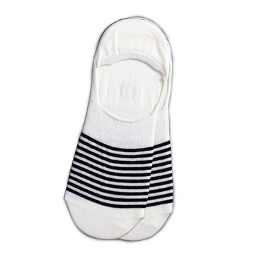 Vannucci No Show Socks Cotton in White / Black #color_ White / Black