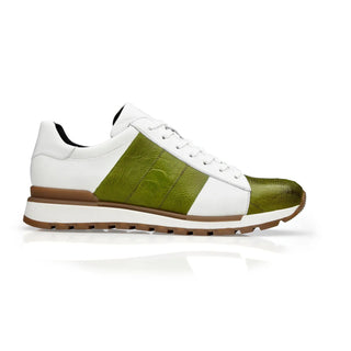 Belvedere Blake in Lime / White Color Block Exotic Skin Sneakers in Lime White #color_ Lime White