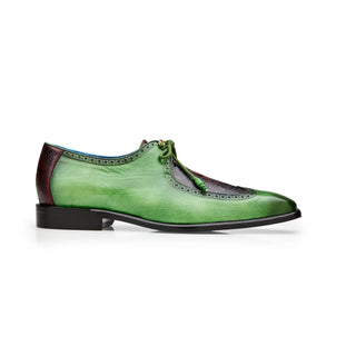 Belvedere Etore in Antique Emerald / Wine Ostrich Leg & Leather Oxfords in Emerald Wine #color_ Emerald Wine