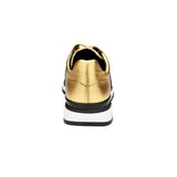 Belvedere Blake in Black / Gold Color Block Exotic Skin Sneakers in #color_