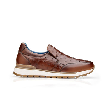 Belvedere Cramer in Antique Peanut Ostrich Slip-on Sneaker in Antique Peanut #color_ Antique Peanut