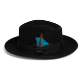 Ferrecci Crushable Fedora in Black Wool in #color_