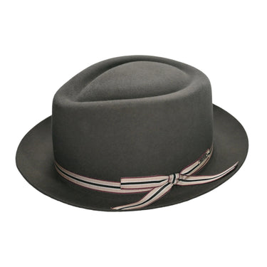 Fernandez y Roche Irving in Grey Diamond Crown Wool Fedora Made in Spain in Grey #color_ Grey