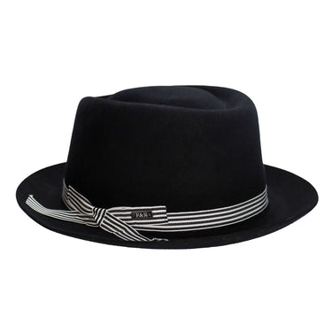 Fernandez y Roche Irving in Black Diamond Crown Wool Fedora Made in Spain in #color_