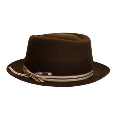 Fernandez y Roche Irving in Brown Diamond Crown Wool Fedora Made in Spain in #color_