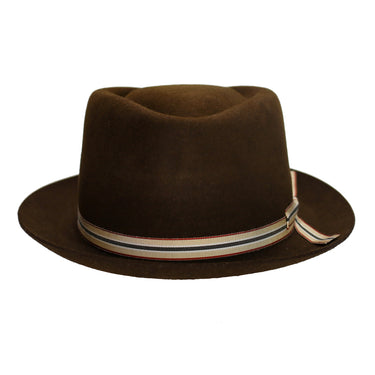 Fernandez y Roche Irving in Brown Fur Felt Fedora Made in Spain in #color_