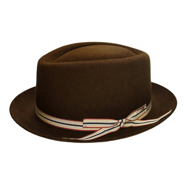 Fernandez y Roche Irving in Brown Diamond Crown Wool Fedora Made in Spain in Brown #color_ Brown