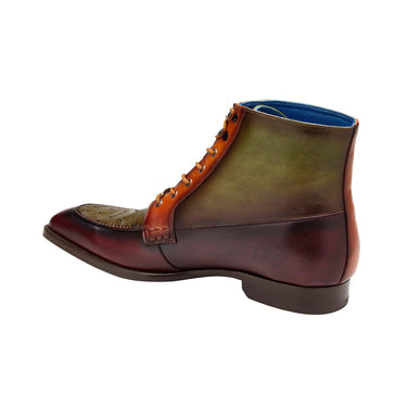 Belvedere Greco in Antique Burgundy / Olive / Brandy Ostrich and Leather Boots in #color_