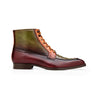 Belvedere Greco in Antique Burgundy / Olive / Brandy Ostrich and Leather Boots in Antique Burgundy Olive Brandy #color_ Antique Burgundy Olive Brandy