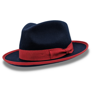 Montique Cornerstone Pinch Front Wool Fedora in Navy #color_ Navy