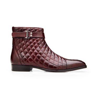 Belvedere Libero in Antique Dark Burgundy Genuine Ostrich Leg Quilted Leather Boots in Antique Dark Burgundy #color_ Antique Dark Burgundy