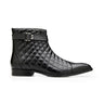 Belvedere Libero in Black Genuine Ostrich Leg and Quilted Leather Boots in Black #color_ Black