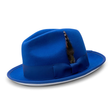 Montique Diplomat White Bottom Wool Fedora in Royal Blue White #color_ Royal Blue White