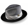 Montique Triple Crown Pinch Front Straw Fedora in Black #color_ Black