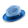 Montique Riviera Pinch Front Straw Fedora in Cobalt #color_ Cobalt