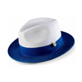 Montique Malik Straw Color Block Fedora in Royal #color_ Royal