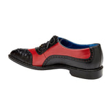 Belvedere Sesto in Black / Red Ostrich Quill & Leather Dress Shoes in #color_