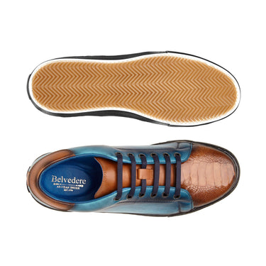 Belvedere Stone in Antique Brandy & Ocean Blue Ostrich & Leather Sneakers in #color_