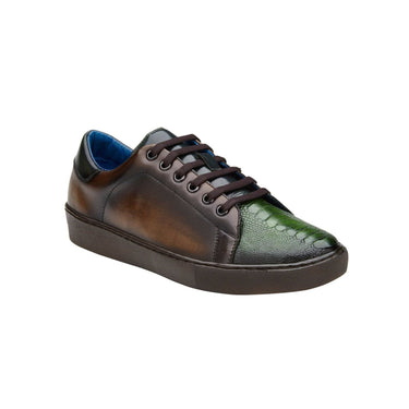 Belvedere Stone in Chocolate Brown / Forest Ostrich & Italian Leather Sneakers in #color_