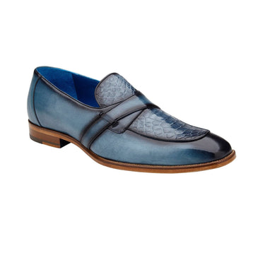 Belvedere Tornado in Antique Blue Jean American Alligator and Italian Calf Loafer in #color_