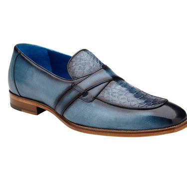 Belvedere Tornado American Alligator and Italian Calf Loafer in Antique Blue Jean in #color_