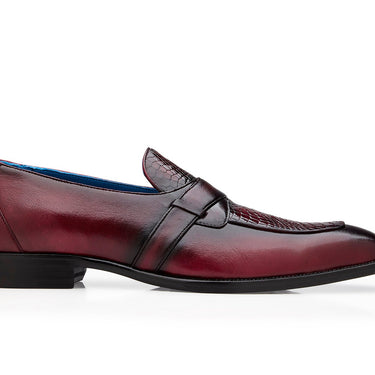 Belvedere Tornado American Alligator and Italian Calf Leather Loafer in Antique Burgundy in Antique Burgundy #color_ Antique Burgundy