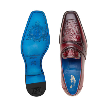 Belvedere Tornado American Alligator and Italian Calf Leather Loafer in Antique Burgundy in #color_