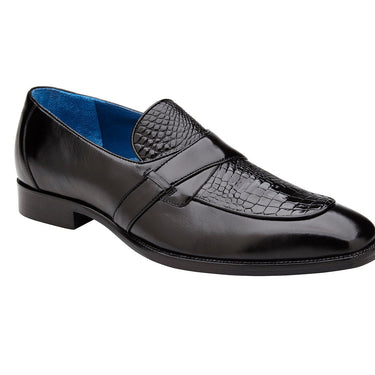 Belvedere Tornado American Alligator and Italian Calf Leather Loafer in Black in #color_