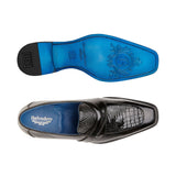 Belvedere Tornado American Alligator and Italian Calf Leather Loafer in Black in #color_