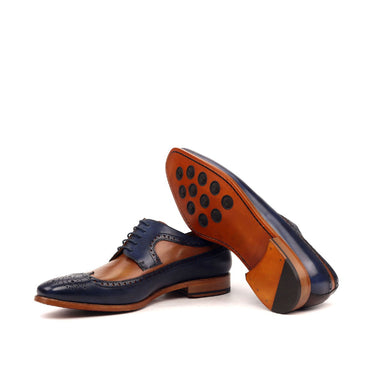 DapperFam Zephyr in Med Brown / Dark Brown / Navy Men's Italian Leather Longwing Blucher in #color_