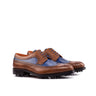 DapperFam Zephyr Golf in Med Brown / Navy Men's Italian Leather Longwing Blucher in Med Brown / Navy #color_ Med Brown / Navy