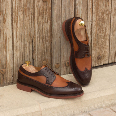 DapperFam Zephyr in Cognac / Dark Brown Men's Italian Full Grain Leather Longwing Blucher in #color_