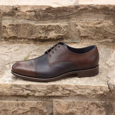 DapperFam Vero in Dark Brown / Navy Men's Italian Leather Derby in #color_