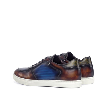 DapperFam Rivale in Fire / Denim Men's Hand-Painted Italian Leather Trainer in #color_