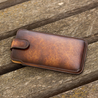 DapperFam Luxe Men's Phone Case in Cognac Patina in #color_