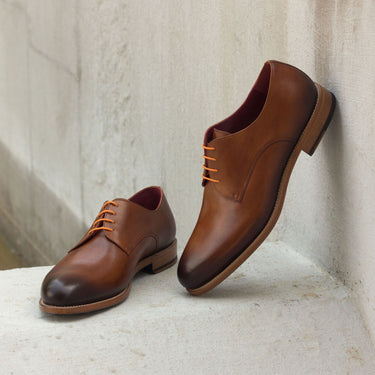 DapperFam Vero in Cognac Men's Italian Leather Derby in #color_