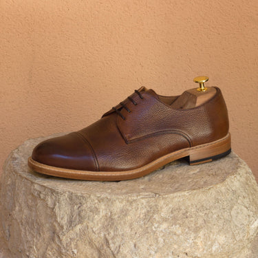 DapperFam Vero in Med Brown Men's Italian Leather & Italian Full Grain Leather Derby in #color_