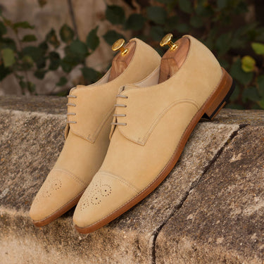 DapperFam Vero in Sand Men's Lux Suede Derby in #color_