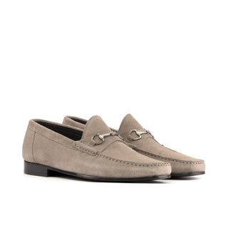 DapperFam Mariner in Grey Men's Suede Moccasin in Grey D - Standard Width #color_ Grey D - Standard Width