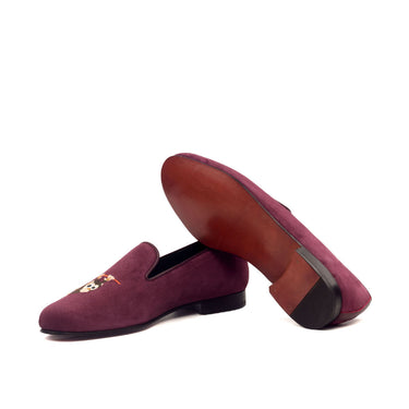 DapperFam Enzo in Wine Men's Suede Slipper in #color_