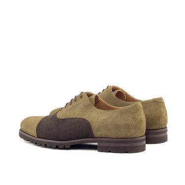 DapperFam Rafael in Khaki / Dark Brown Men's Lux Suede Oxford in #color_