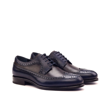 DapperFam Zephyr in Dark Brown / Navy Men's Italian Leather Longwing Blucher in Dark Brown / Navy #color_ Dark Brown / Navy