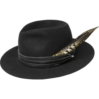 Bailey Trinell Elite Velour Finish Fur Felt Fedora in Black #color_ Black