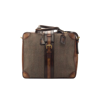 DapperFam Luxe Men's Travel Tote in Tweed Sartorial in #color_