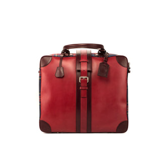 DapperFam Luxe Men's Travel Tote in Tartan Sartorial in #color_